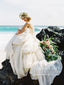 Vestidos de boda del vestido de bola de marfil del organza de la vendimia simple del cuello del amor AWD1735