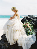 Sweetheart Neck Simple Vintage Organza Ivory Ball Gown Wedding Dresses AWD1735-SheerGirl