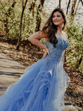 Sweetheart Neck Sky Blue Prom Dresses Layered Junior Prom Dress ARD2232-SheerGirl