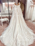 Sweetheart Neck Spaghetti Straps A Line Wedding Dress Tulle Bridal Gown AWD1896-SheerGirl