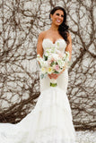 Sweetheart Neck Vintage Ivory Lace Wedding Dresses Sexy Mermaid Wedding Dresses AWD1090-SheerGirl