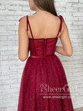 Sweetheart Neckline Corset Bodice Sparkly Tulle Prom Dress Tea Length ARD2691-SheerGirl