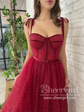 Sweetheart Neckline Corset Bodice Sparkly Tulle Prom Dress Tea Length ARD2691-SheerGirl