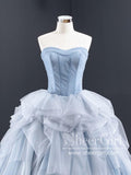 Sweetheart Neckline Ruffled Tulle Ball Gown Court Train Prom Dress with Corset Back ARD2642-SheerGirl