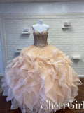 Sweetheart Neckline Sequins Sparkly Bodice Multi-Layerd Ball Gown Quinceanera Dress ARD2557-SheerGirl