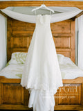 Sweetheart Neckline Strapless Lace Bodice Rhinestone Decorated Court Train Wedding Dress AWD1740-SheerGirl