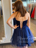 Sweetheart Neckline Velvet Bodice Homecoming Dresses Lace Up Short Prom Dress ARD2633-SheerGirl