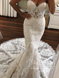 Sweetheart Neckline Vintage Lace Mermaid Wedding Dress AWD1818-SheerGirl