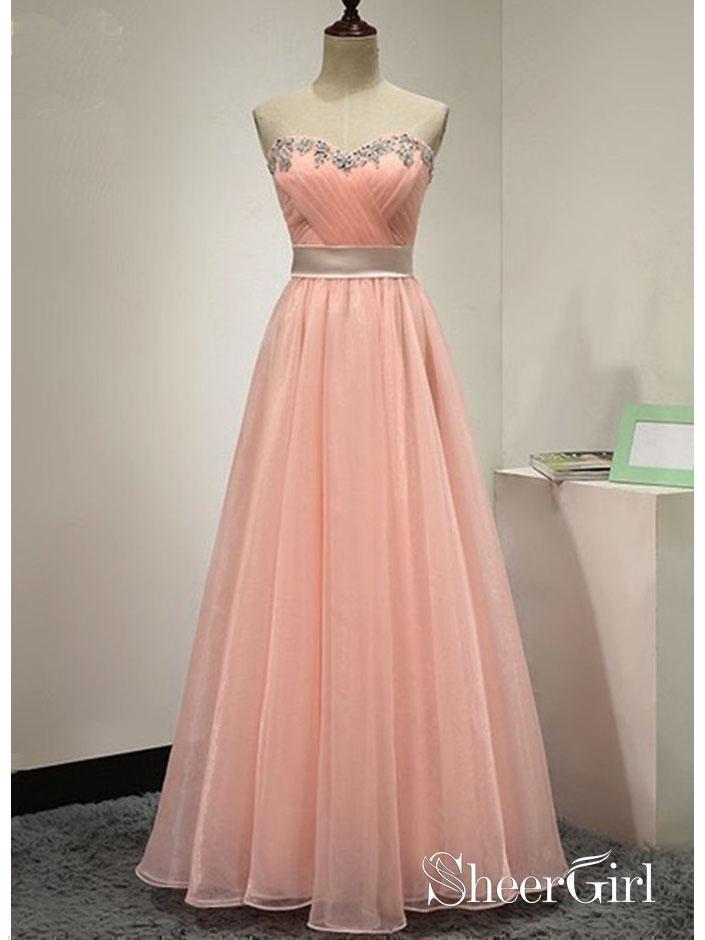 Sweetheart Rhinestone Beaded Prom Dresses Blush Pink Formal Dresses ARD1023-SheerGirl