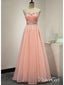 Vestidos de fiesta con cuentas y diamantes de imitación, color rosa rubor, vestidos formales ARD1023 