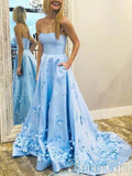 Sweetheart Sky Blue Long Prom Dresses with 3D Floral Applique ARD1986-SheerGirl