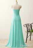 Sweetheart neck Mint Chiffon Long Strapless Wedding Party Bridesmaid Dresses,apd2520-SheerGirl