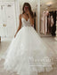Tiered Tulle Bridal Ball Gown with Lace Bodice Wedding Dress AWD1834