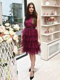 Tiered Tulle Short Prom Dress Short Party Dress Halter Neck Homecoming Dress ARD2829-SheerGirl