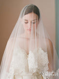 Traditional Drop Veils Ivory Tulle & Lace Wedding Veil ACC1053-SheerGirl