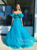Turguoise Organza Princess Dress with Beading Bodice Ball Gown Prom Dress ARD2883-SheerGirl