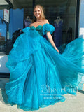 Turguoise Organza Princess Dress with Beading Bodice Ball Gown Prom Dress ARD2883-SheerGirl