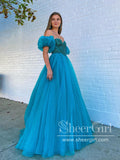 Turguoise Organza Princess Dress with Beading Bodice Ball Gown Prom Dress ARD2883-SheerGirl