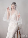 Two-Layers Ivory Tulle Knee Length Wedding Veils ACC1050-SheerGirl