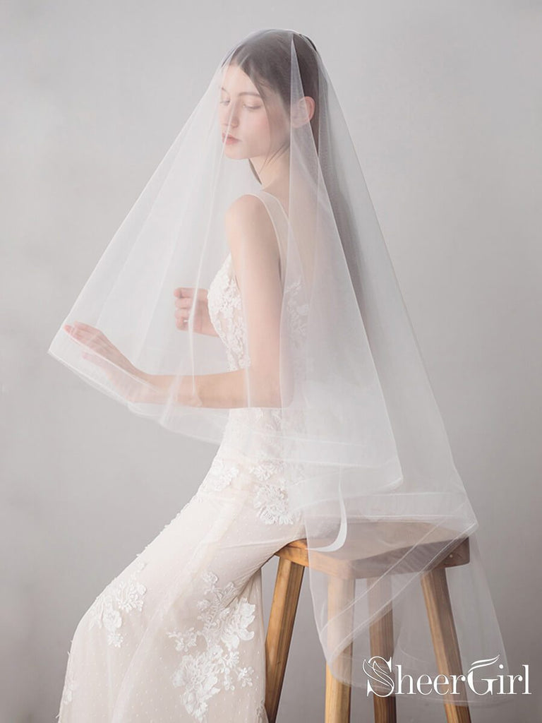 Two-Layers Ivory Tulle Knee Length Wedding Veils ACC1050 – SheerGirl