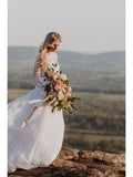 Two Piece Beach Wedding Dresses Long Sleeve Lace Top Wedding Dresses AWD1124-SheerGirl