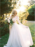Two Piece Beach Wedding Dresses Long Sleeve Lace Top Wedding Dresses AWD1124-SheerGirl