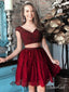 Two Piece Beaded Maroon Homecoming Dresses Lace Burgundy Hoco Dress ARD1778