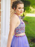 Two Piece Boho Lavender Homecoming Dresses Beaded Rhinestone Mini Prom Dress ARD1695-SheerGirl