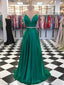 Dvoudílné smaragdově zelené dlouhé plesové šaty s mašlí ARD2122
