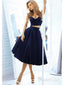 Two Piece Homecoming Dresses Navy Blue Mid Length Prom Dress with Pocket ARD1546