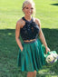 Two Piece Homecoming Dresses with Black Lace Top and Dark Green Skirt ARD1592