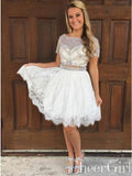 Two Piece Ivory Homecoming Dresses Beaded Sweet 16 Dress ARD2426-SheerGirl