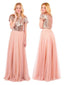 Two Piece Long Bridesmaid Dresses Short Sleeve Dusty Rose Bridesmaid Dresses ARD1190