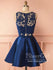 Two Piece Navy Blue Lace Homecoming Dresses Chic Lace Summer Dress ARD1540-SheerGirl