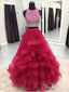 Two Piece Organza Prom Dresses Cheap Sequins Formal Quinceanera Dresses 2018 APD3286