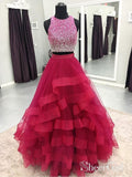 Two Piece Organza Prom Dresses Cheap Sequins Formal Quinceanera Dresses 2018 APD3286-SheerGirl