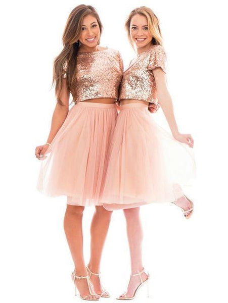 pink knee length bridesmaid dresses Ariah Stylish A-Line V-Neck Knee Length Chiffon Bridesmaid Dresses