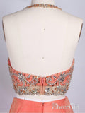 Two Piece Plus Size Formal Dresses Rhinestone Coral Wedding Guest Dresses APD3490-SheerGirl