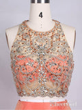 Two Piece Plus Size Formal Dresses Rhinestone Coral Wedding Guest Dresses APD3490-SheerGirl