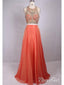 Two Piece Plus Size Formal Dresses Rhinestone Coral Wedding Guest Dresses APD3490
