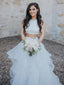 Two Piece White Wedding Dresses Ruffle Skirt Ball Gown Wedding Dress AWD1278