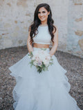 Two Piece White Wedding Dresses Ruffle Skirt Ball Gown Wedding Dress AWD1278-SheerGirl