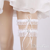 Two Piece White Wedding Garter Set Bridal Garters with Bow ACC1021-SheerGirl