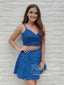 Two Pieces Corded Lace Homecoming Dress Sweetheart Neck Short Dresses ARD2813