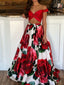 Two Pieces Off The Shoulder Red Prom Dresses With Floor Length ARD2225
