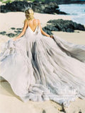 Two Pieces Simple Flowy Organza Fluffy Ball Gown Wedding Dresses AWD1736-SheerGirl