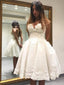 Unique Princess Sweetheart Neck Flower Applique Puffy Skirt Ivory Homecoming Dresses Short MCL1008