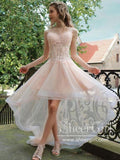 Unlined Appliqued Bodice Short Prom Dress High-Low Tulle Homecoming Dress ARD2659-SheerGirl