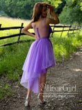 Unlined Bodice Little Flowers Tulle Short Prom Dress High-Low Homecoming Dress ARD2646-SheerGirl