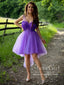 Unlined Bodice Little Flowers Tulle Short Prom Dress High-Low Homecoming Dress ARD2646